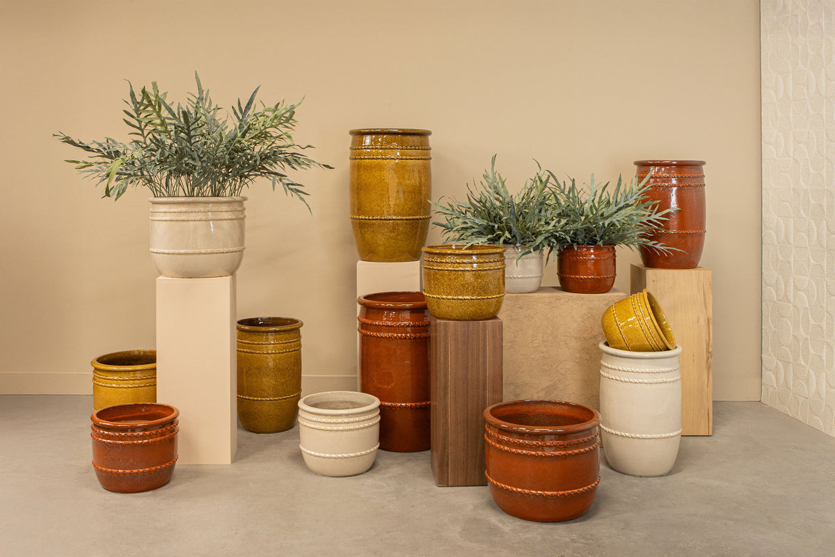 Lilliah Yellow Ceramic Pot High Set Of 2 PTMD
