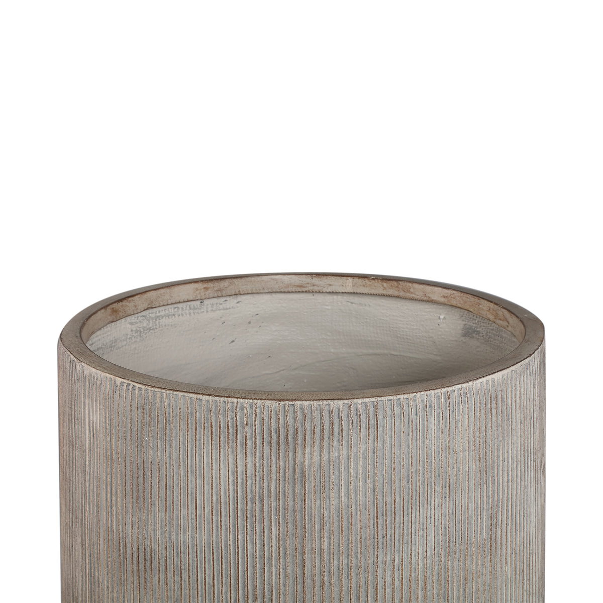 Olav Light Brown Fiber Cement Pot Set Of 3 Low PTMD