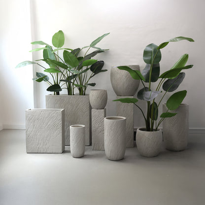 Berwin Beige Fiber Cement Rock Pot Set Of 3 High PTMD