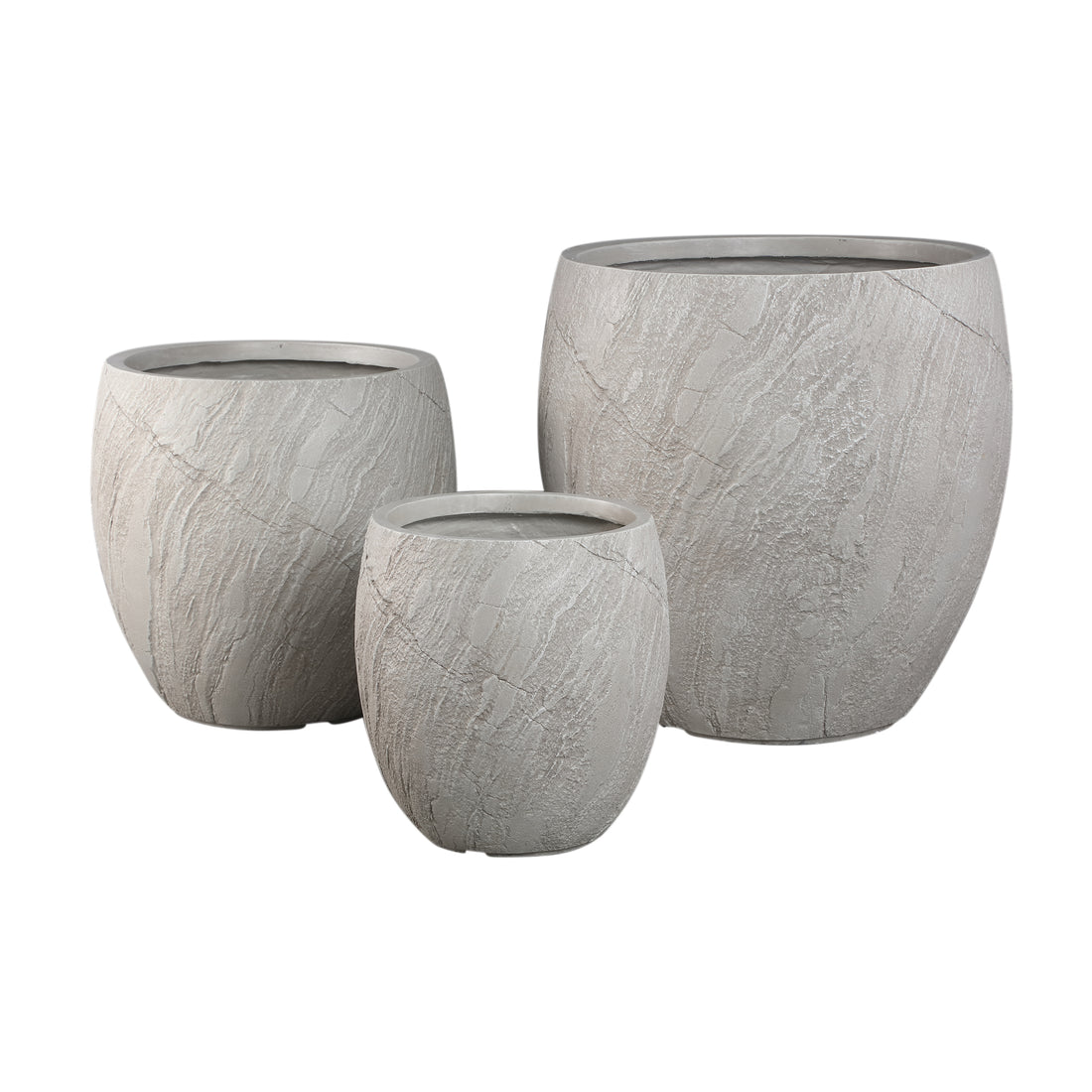 Berwin Beige Fiber Cement Rock Pot Set Of 3 Bombay PTMD