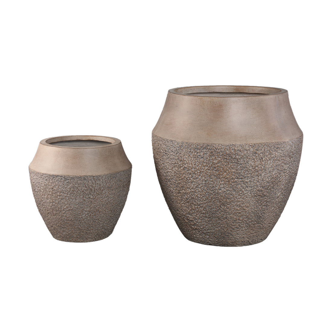 Pearce Taupe Fiber Cement Pot Set Of 2 PTMD