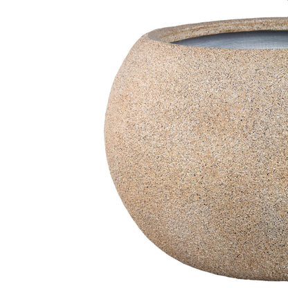 Bloempot Nihara Beige Fiber Cement Bolvormig Set van 2 PTMD