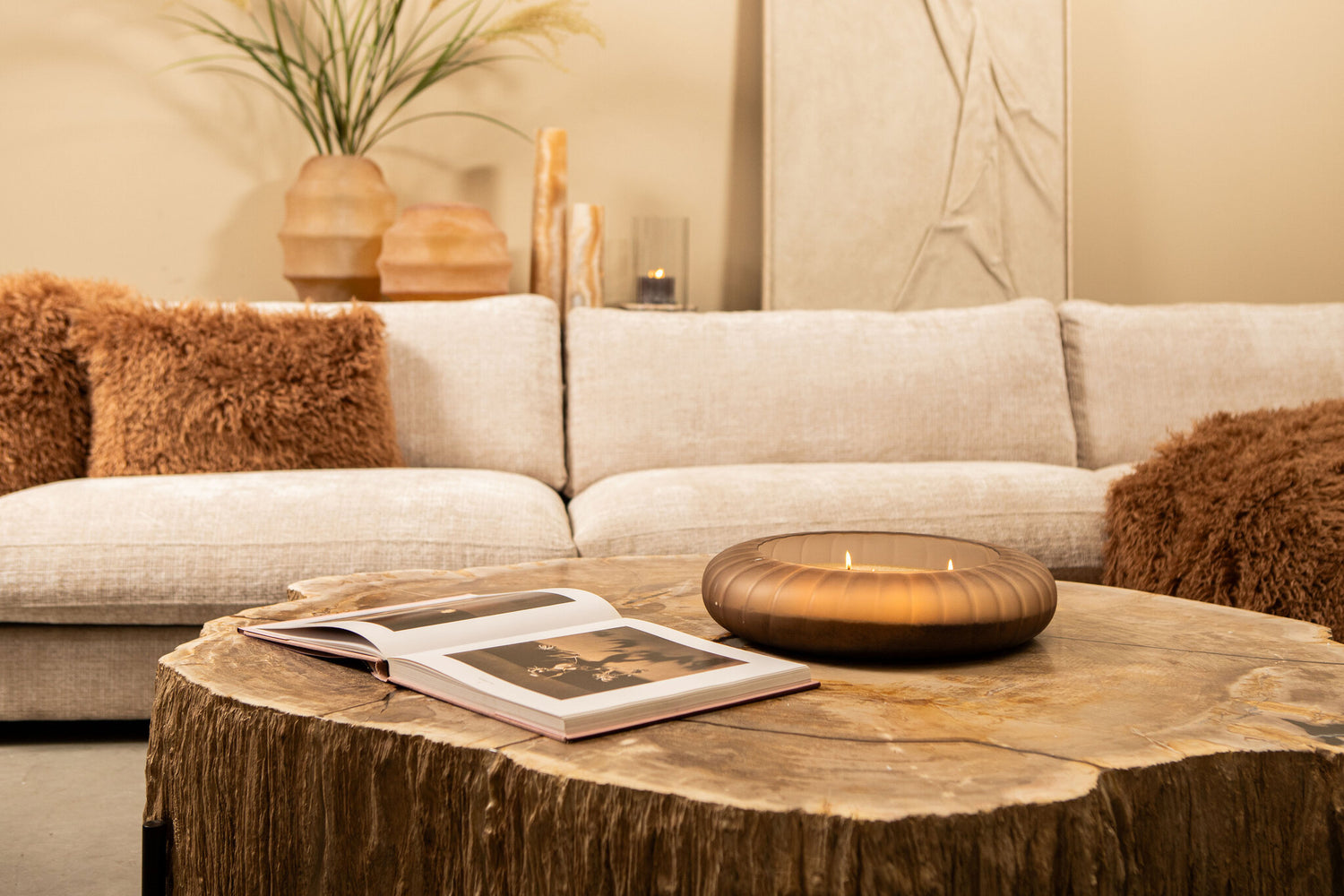 Taly Koffietafel Versteend Hout Naturel Large PTMD
