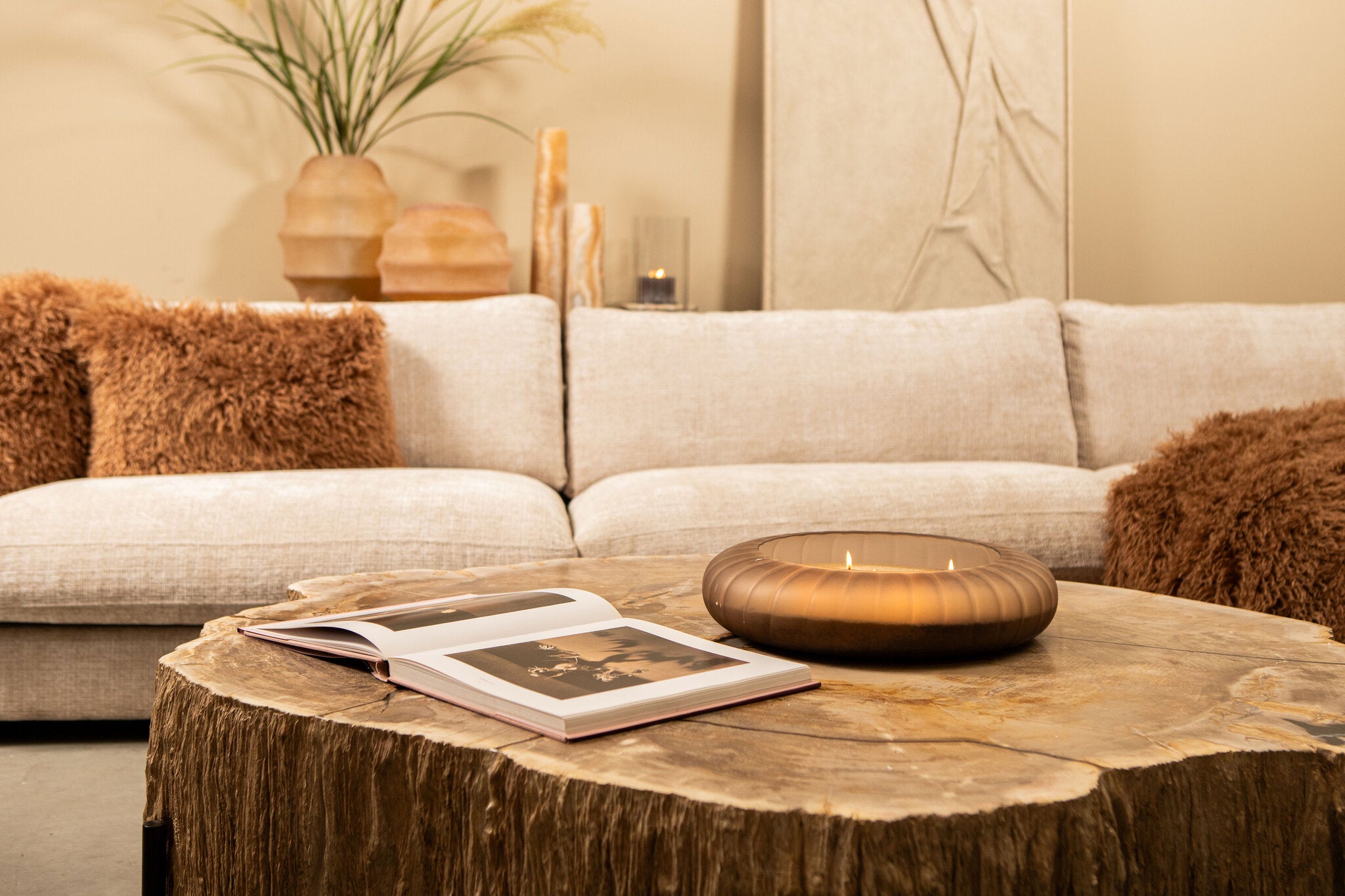 Taly Koffietafel Versteend Hout Naturel Large PTMD