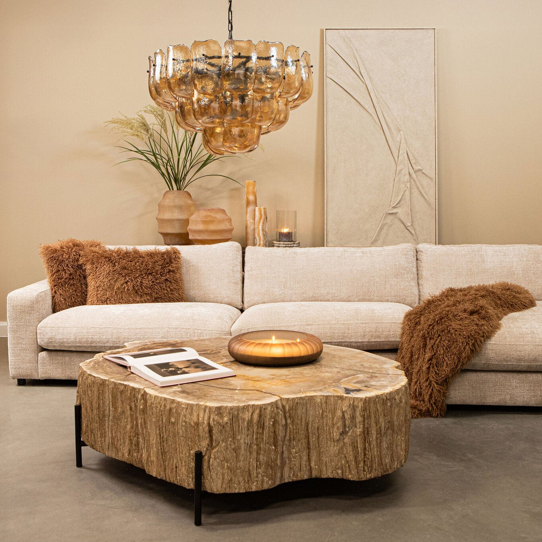 Taly Koffietafel Versteend Hout Naturel Large PTMD