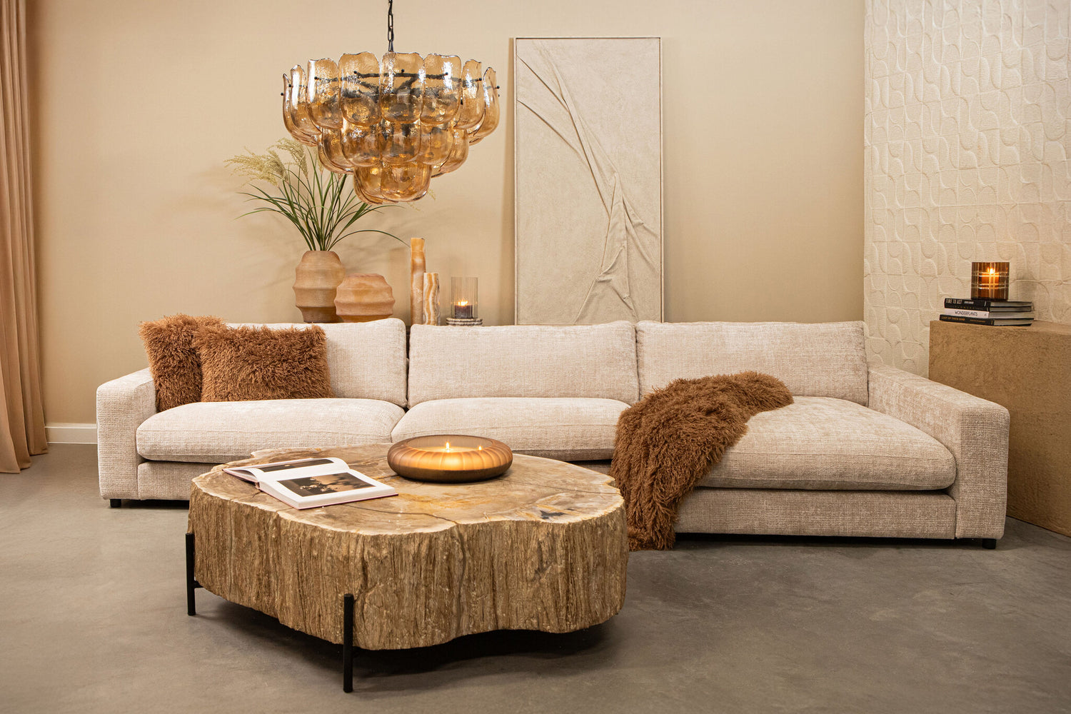 Taly Koffietafel Versteend Hout Naturel Large PTMD
