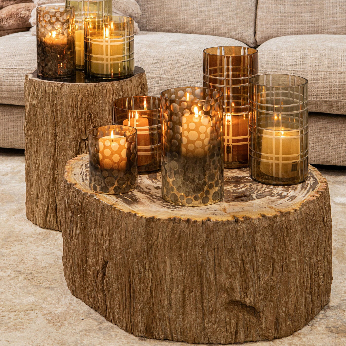 Taly Natural Petrified Wood Round Stool Fiberglass PTMD
