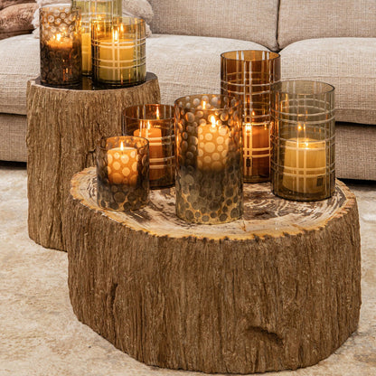 Taly Natural Petrified Wood Round Stool Fiberglass PTMD