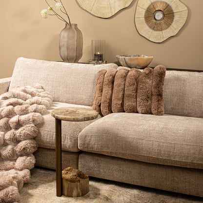 Bijzettafel Ataja Naturel Natuurlijk versteend hout Messing Poot PTMD