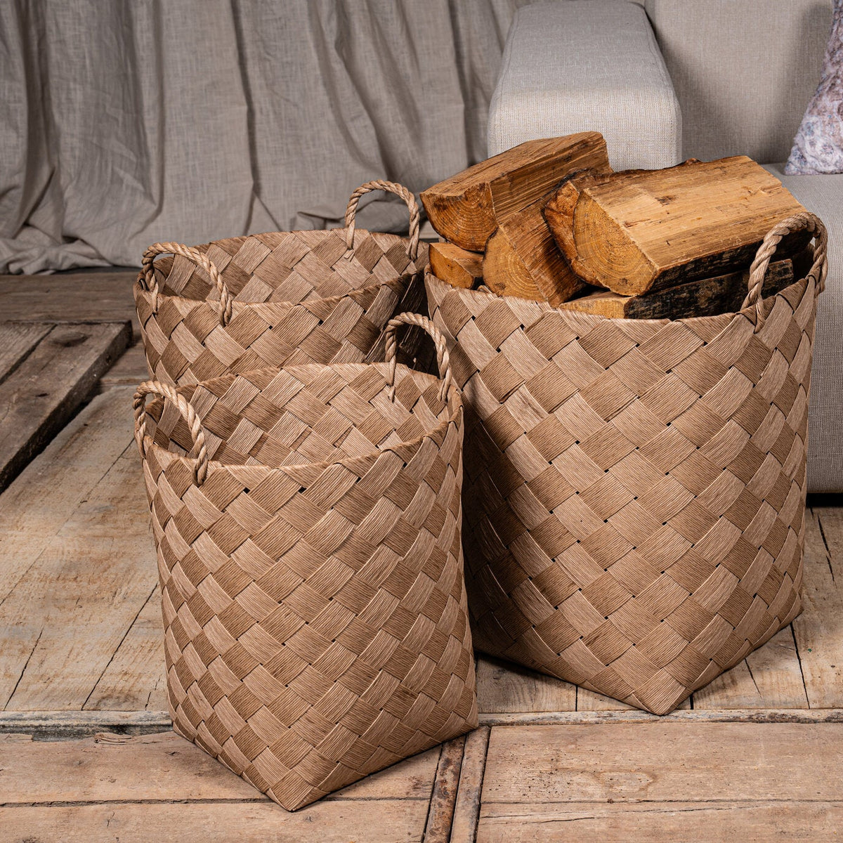 Clarke Natural Round Woven Paper Basket Handle SV3 PTMD