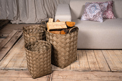 Mand Clarke Groen Rond Woven Papier Set van 3 PTMD