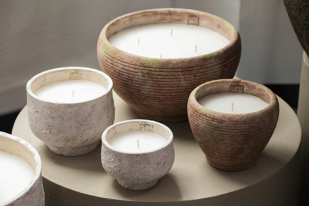 Outdoor Kaars Pedro Bruin Cement Streep Large PTMD