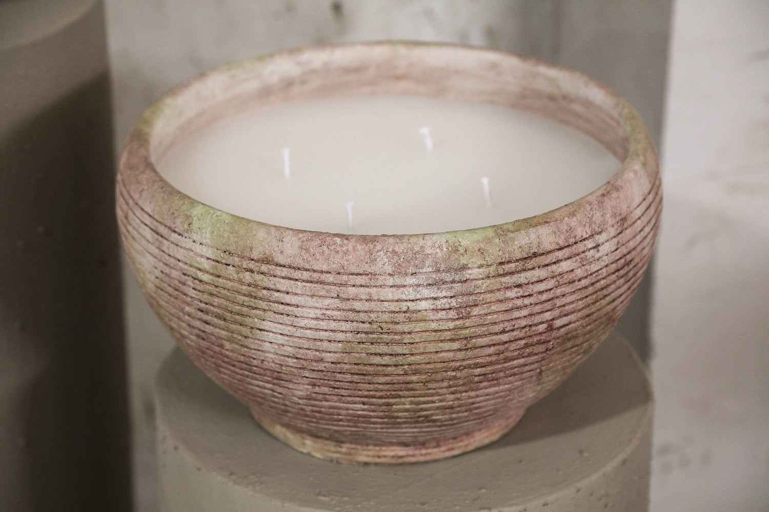 Outdoor Kaars Pedro Bruin Cement Streep Medium PTMD