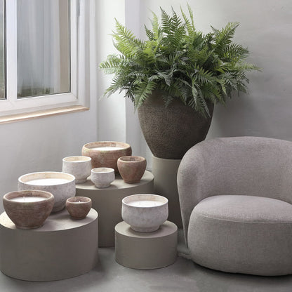 Outdoor Kaars Haily Wit Cement Op Voet Medium PTMD