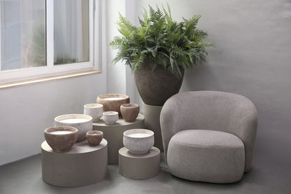 Outdoor Kaars Sarai Wit Cement Rond Medium PTMD