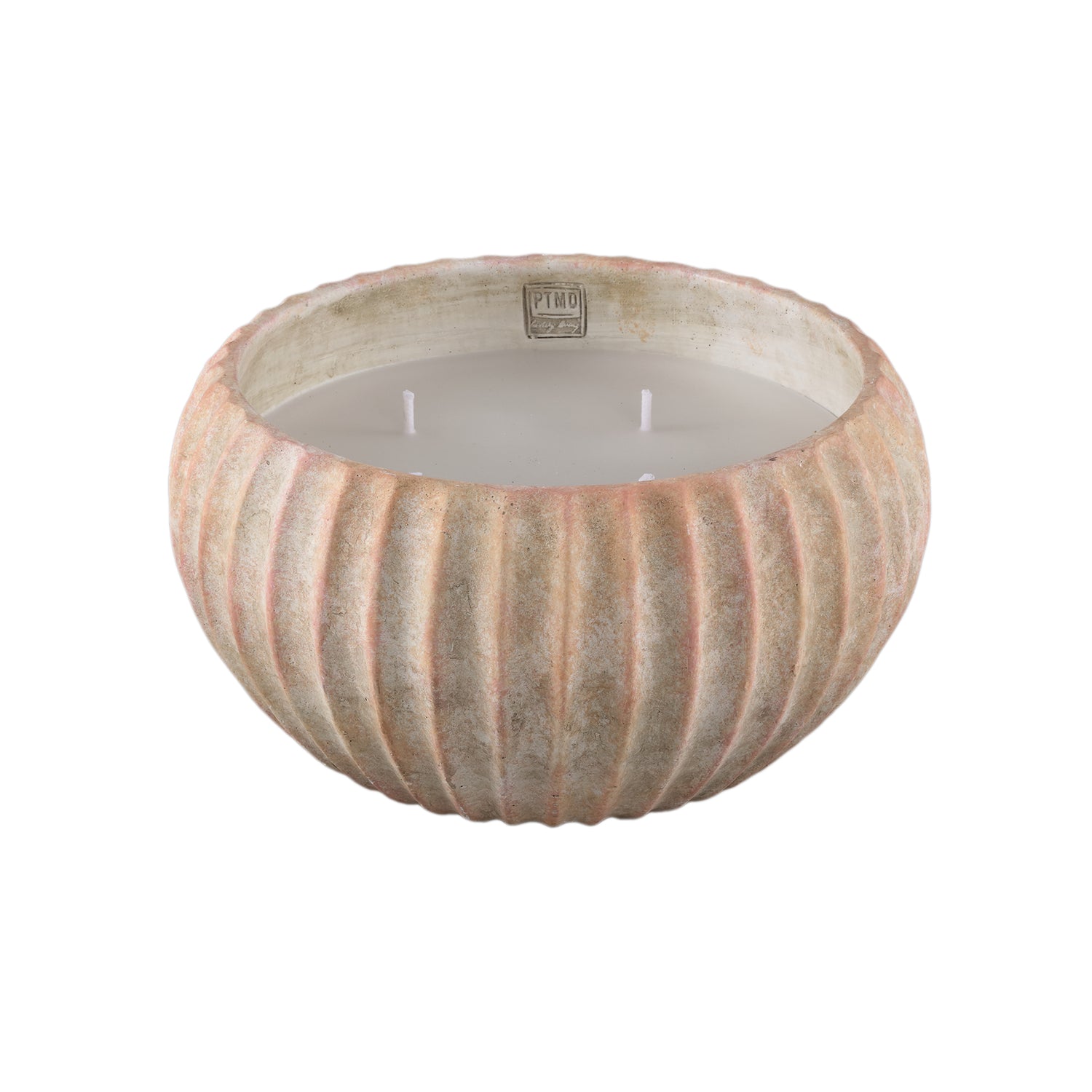 Outdoor Kaars Elora Bruin Cement Ribbel Extra Large PTMD