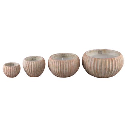 Outdoor Kaars Elora Bruin Cement Ribbel Large PTMD