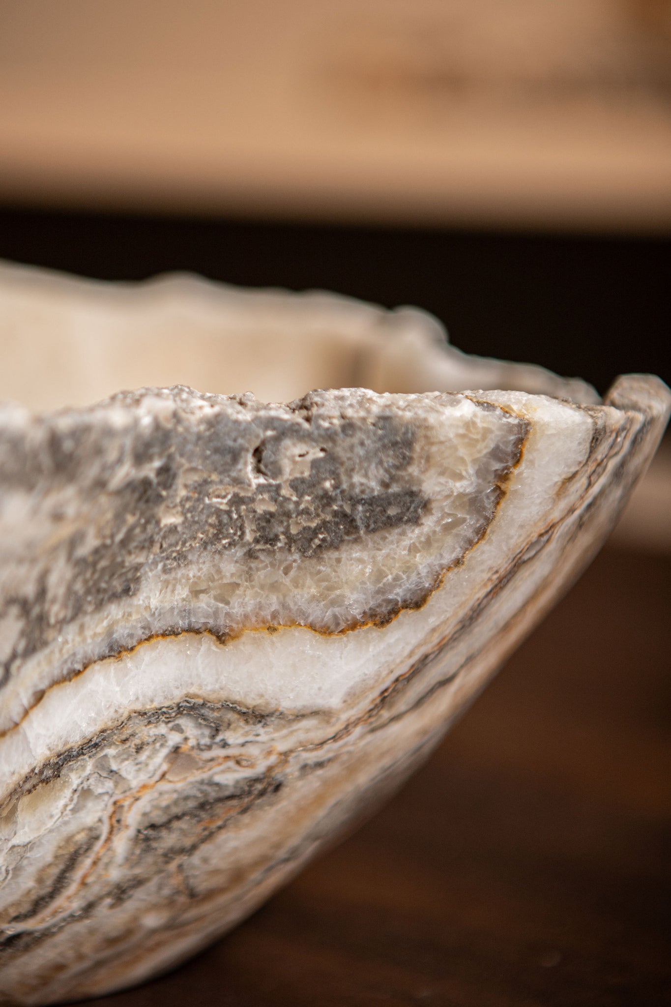 Brooker Natural Onyx Lapis Wavy Shaped Bowl PTMD