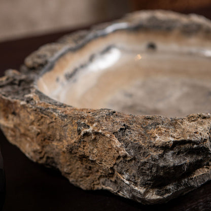 Keller Natural Onyx Lapis Shaped Bowl Thick Border PTMD
