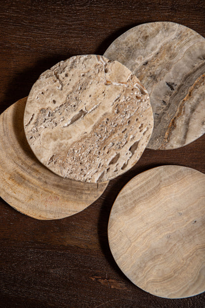 Onderzetters Jaidan Naturel Versteend Hout Set van 3 PTMD