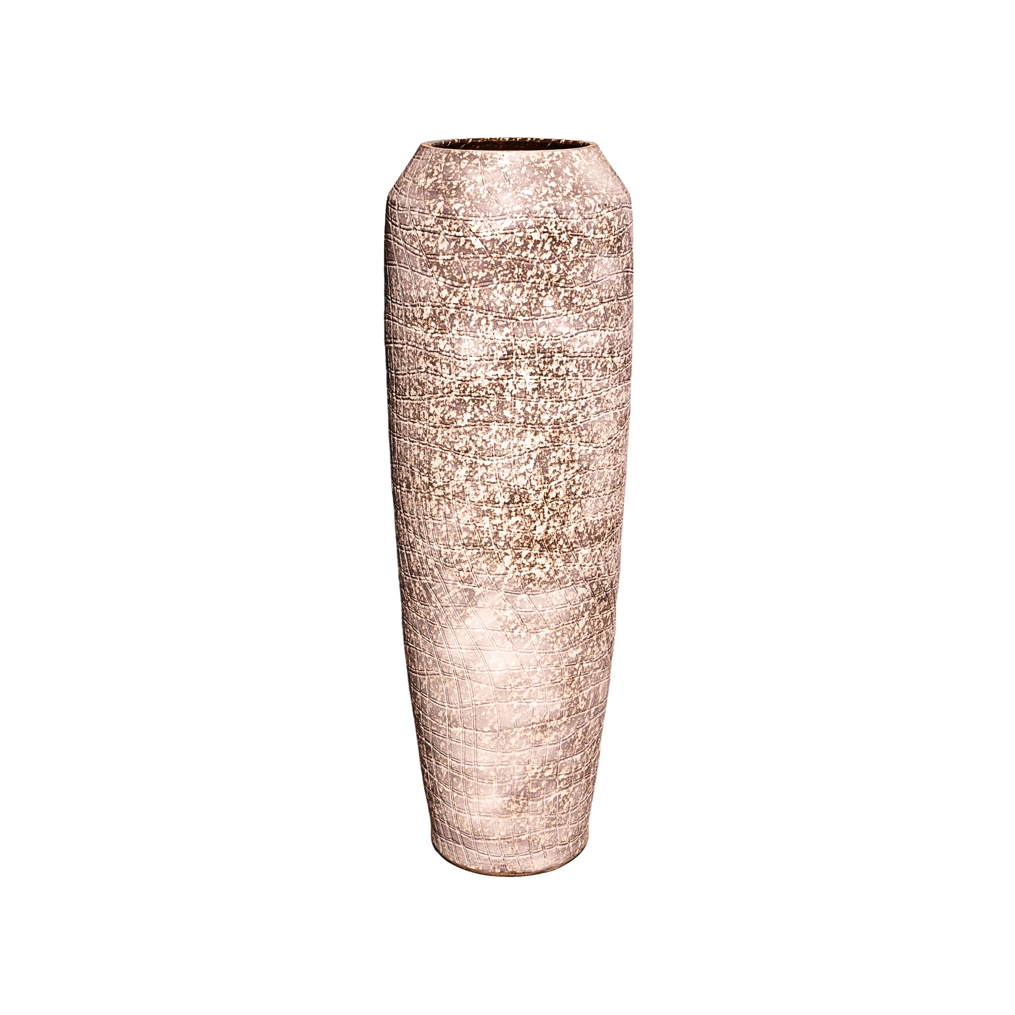 Vikki Beige Ceramic Rough High Pot Round Large PTMD