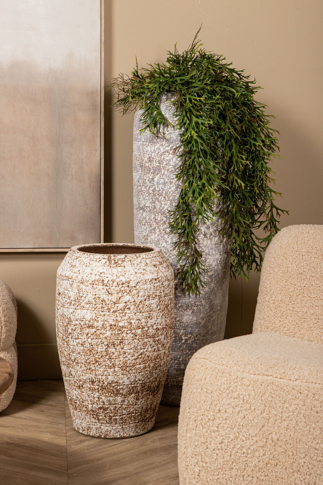 Pot Vikki Beige Keramiek Hoog Rond Groot PTMD
