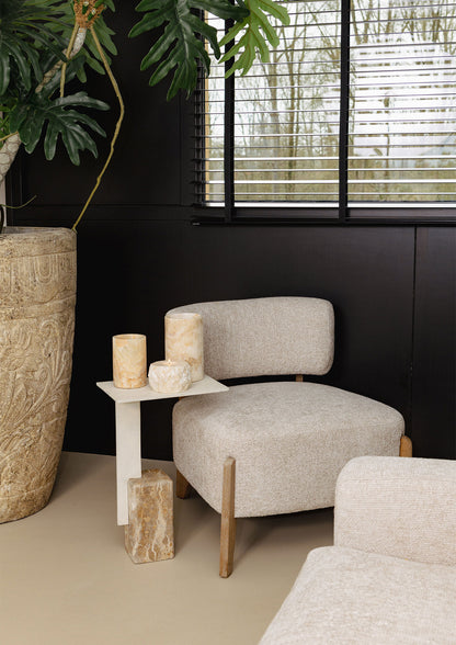 Bijzettafel Ebe Beige Marmer Rechthoekig PTMD