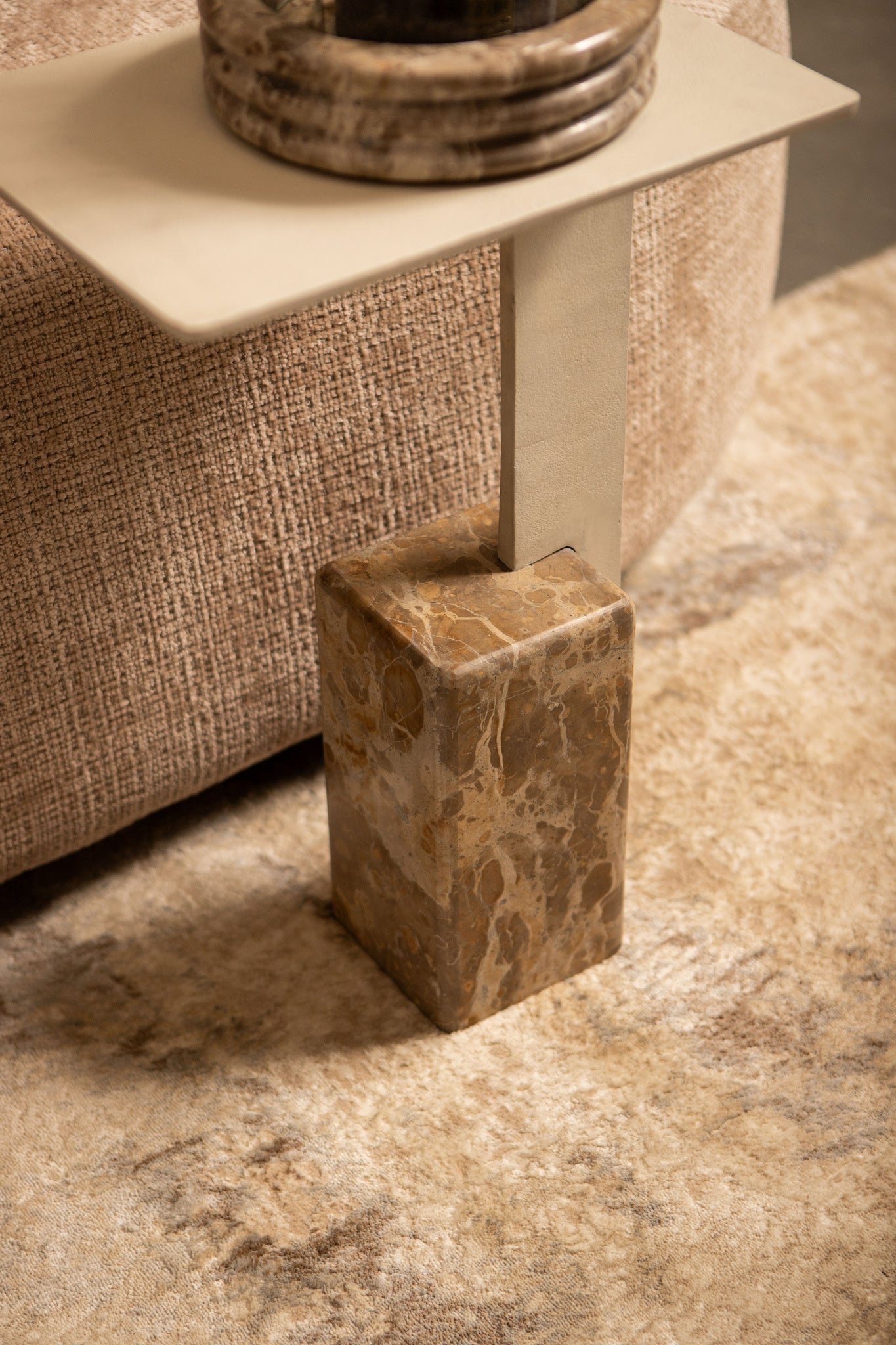 Bijzettafel Ebe Beige Marmer Rechthoekig PTMD
