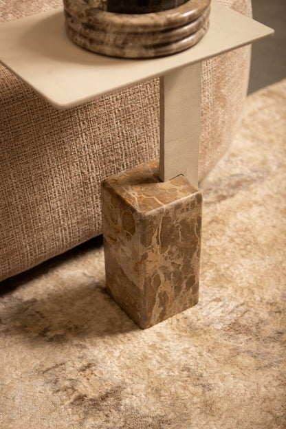 Bijzettafel Ebe Beige Marmer Rechthoekig PTMD