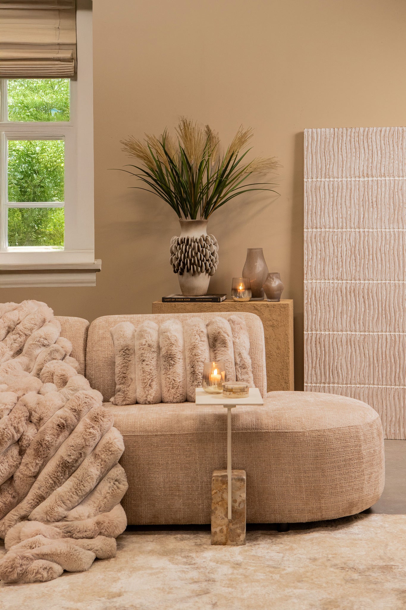 Bijzettafel Ebe Beige Marmer Rechthoekig PTMD
