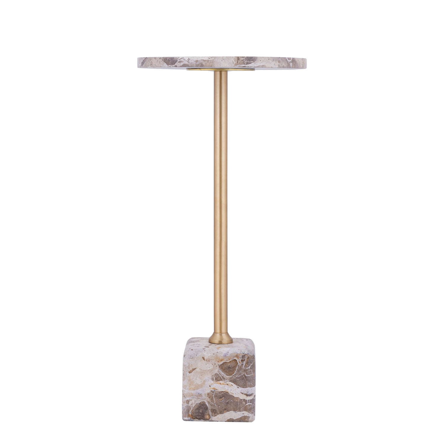 Bijzettafel Ebe Beige Marmer Rond Hoog PTMD