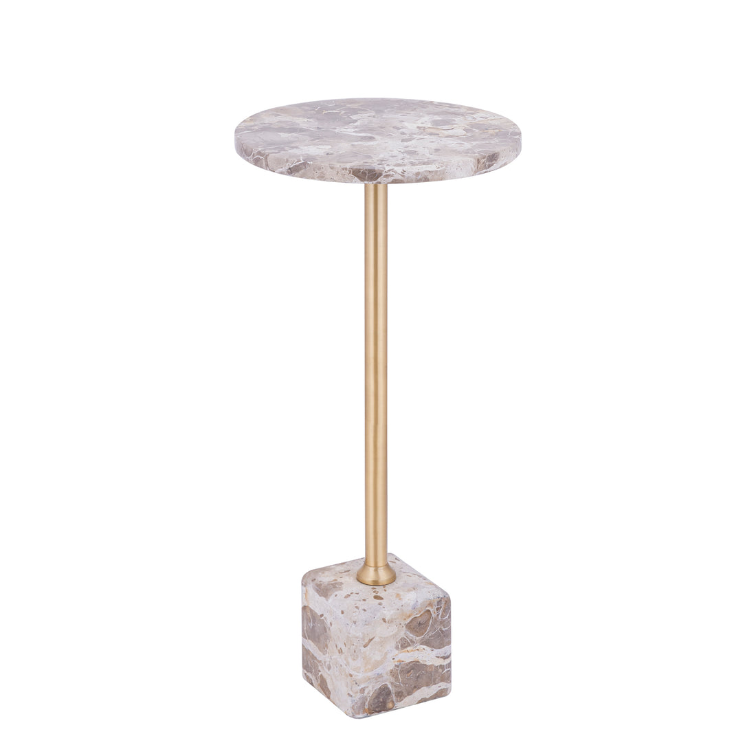 Bijzettafel Ebe Beige Marmer Rond Hoog PTMD