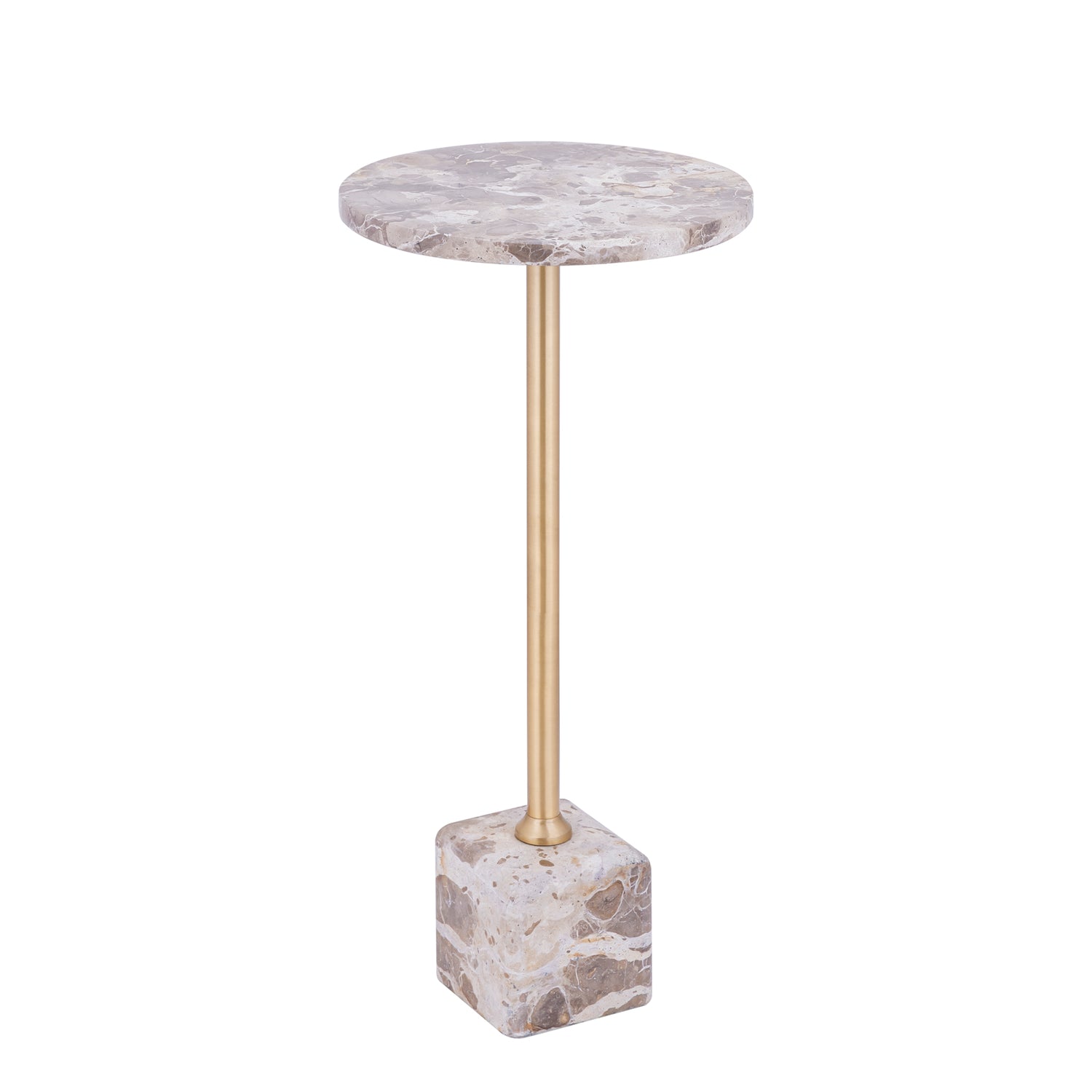 Bijzettafel Ebe Beige Marmer Rond Hoog PTMD