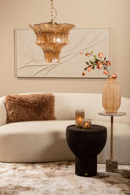 Bijzettafel Ebe Beige Marmer Rond Hoog PTMD