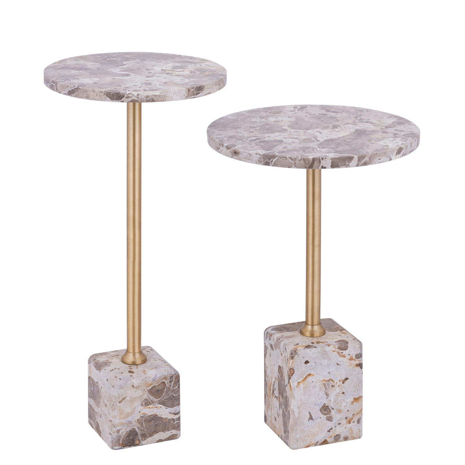 Bijzettafel Ebe Beige Marmer Rond Hoog PTMD