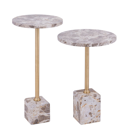 Bijzettafel Ebe Beige Marmer Rond Hoog PTMD