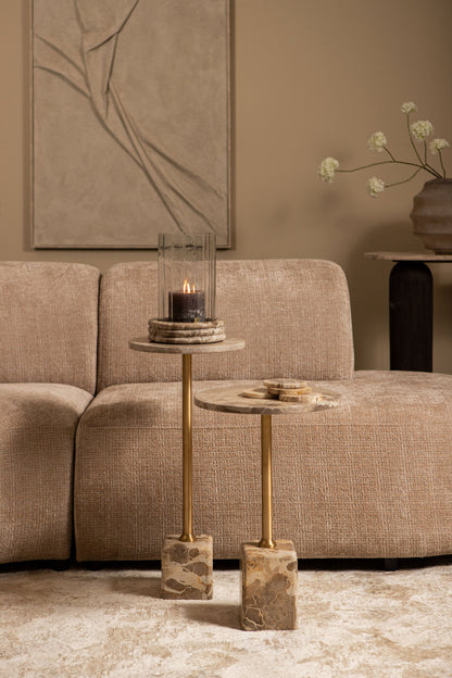 Bijzettafel Ebe Beige Marmer Rond Hoog PTMD