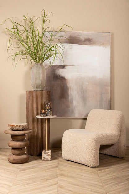 Bijzettafel Ebe Beige Marmer Rond Hoog PTMD