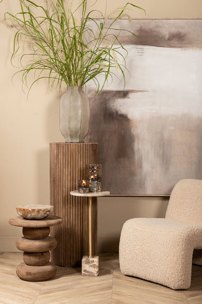 Bijzettafel Ebe Beige Marmer Rond Hoog PTMD