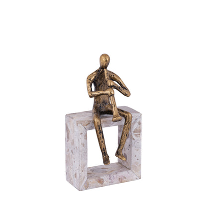 Aleria Gold Casted Alu Trumpet Man On Marble Base PTMD