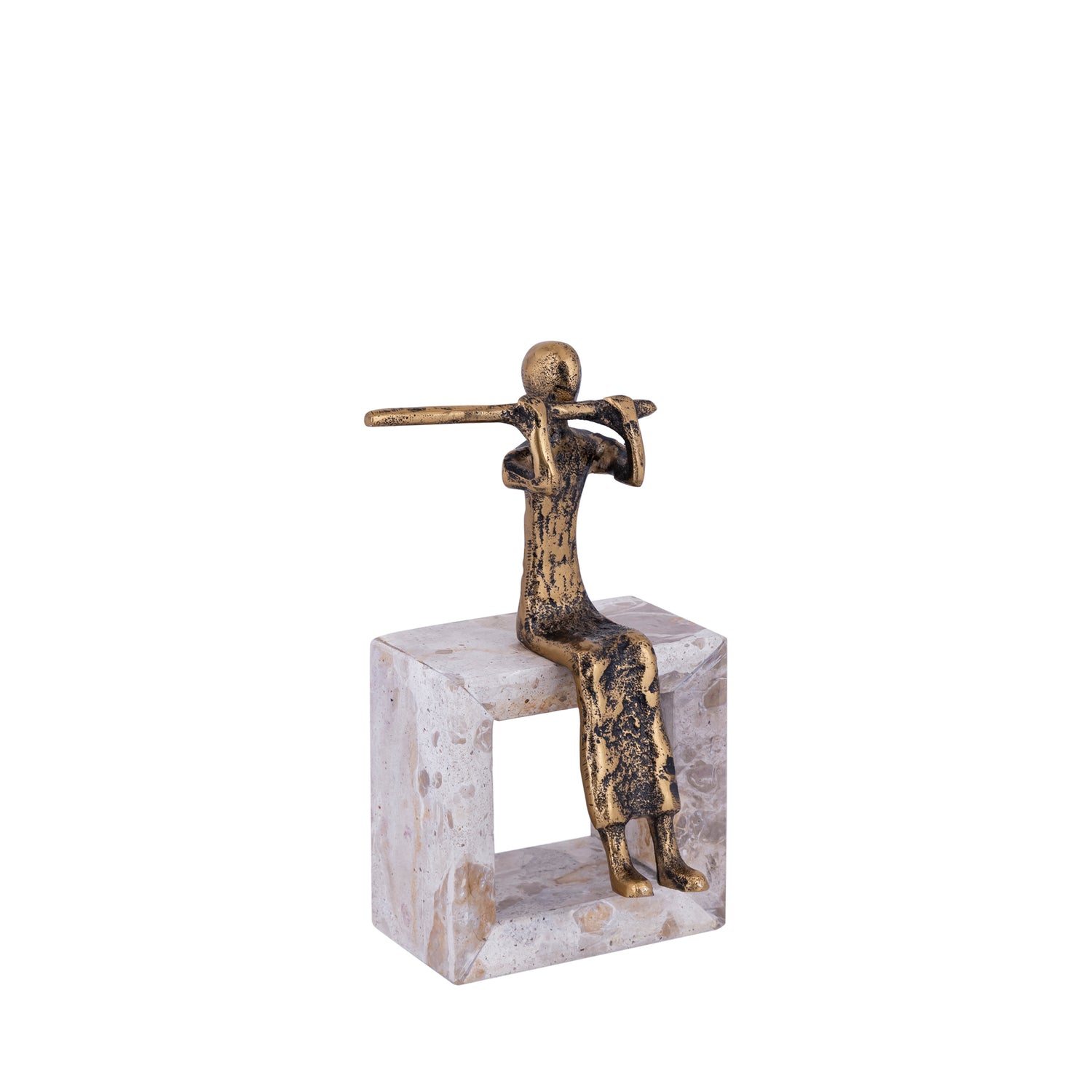 Aleria Gold Casted Alu Flute Lady On Marble Base PTMD