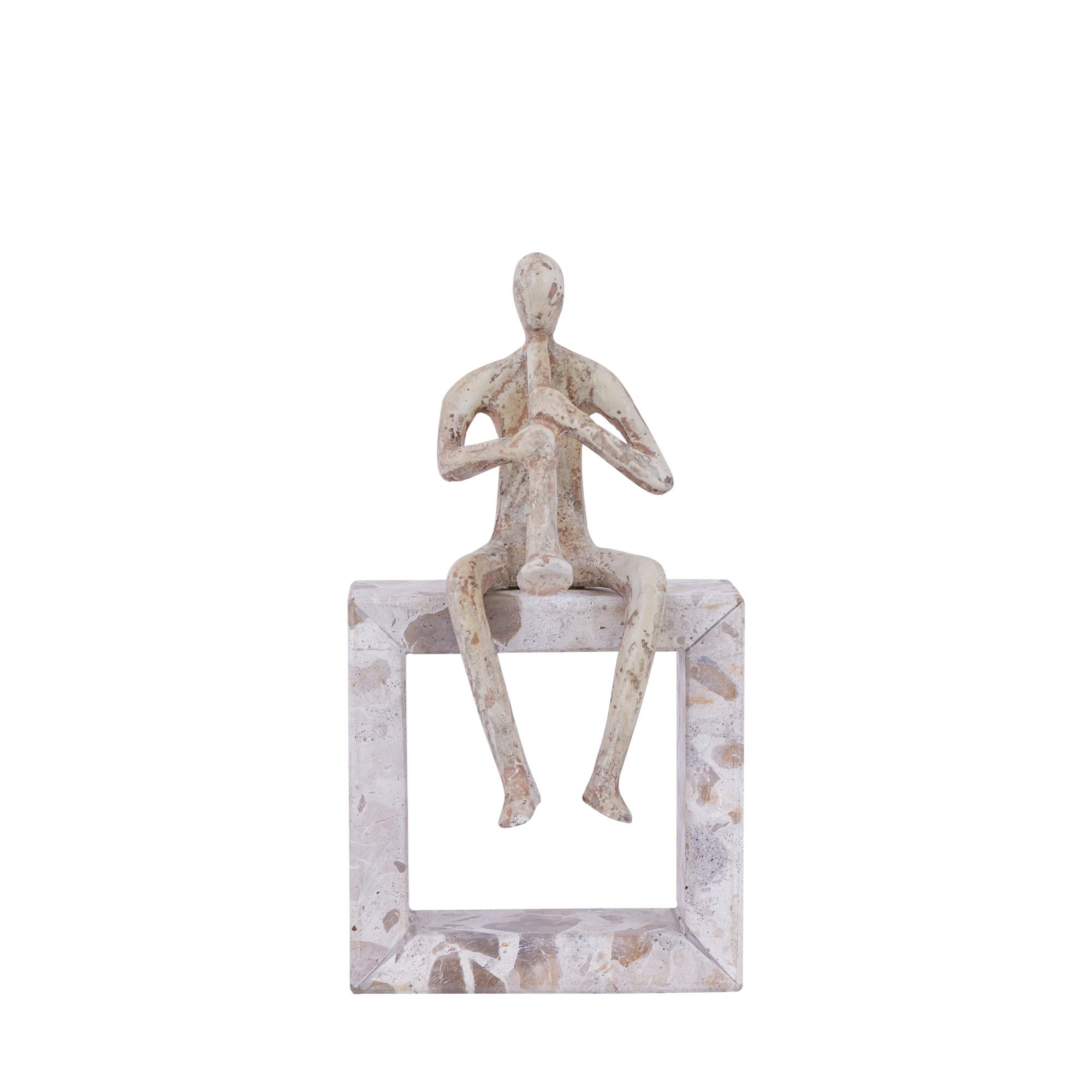 Aleria Beige Casted Alu Trumpet Man On Marble Base PTMD