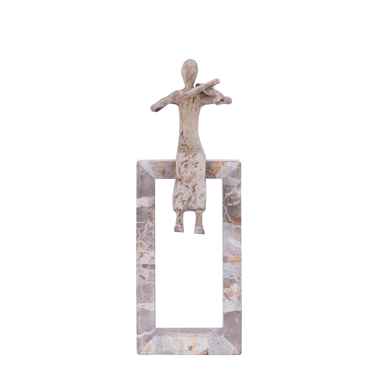 Aleria Beige Casted Alu Violin Lady On Marble Base PTMD