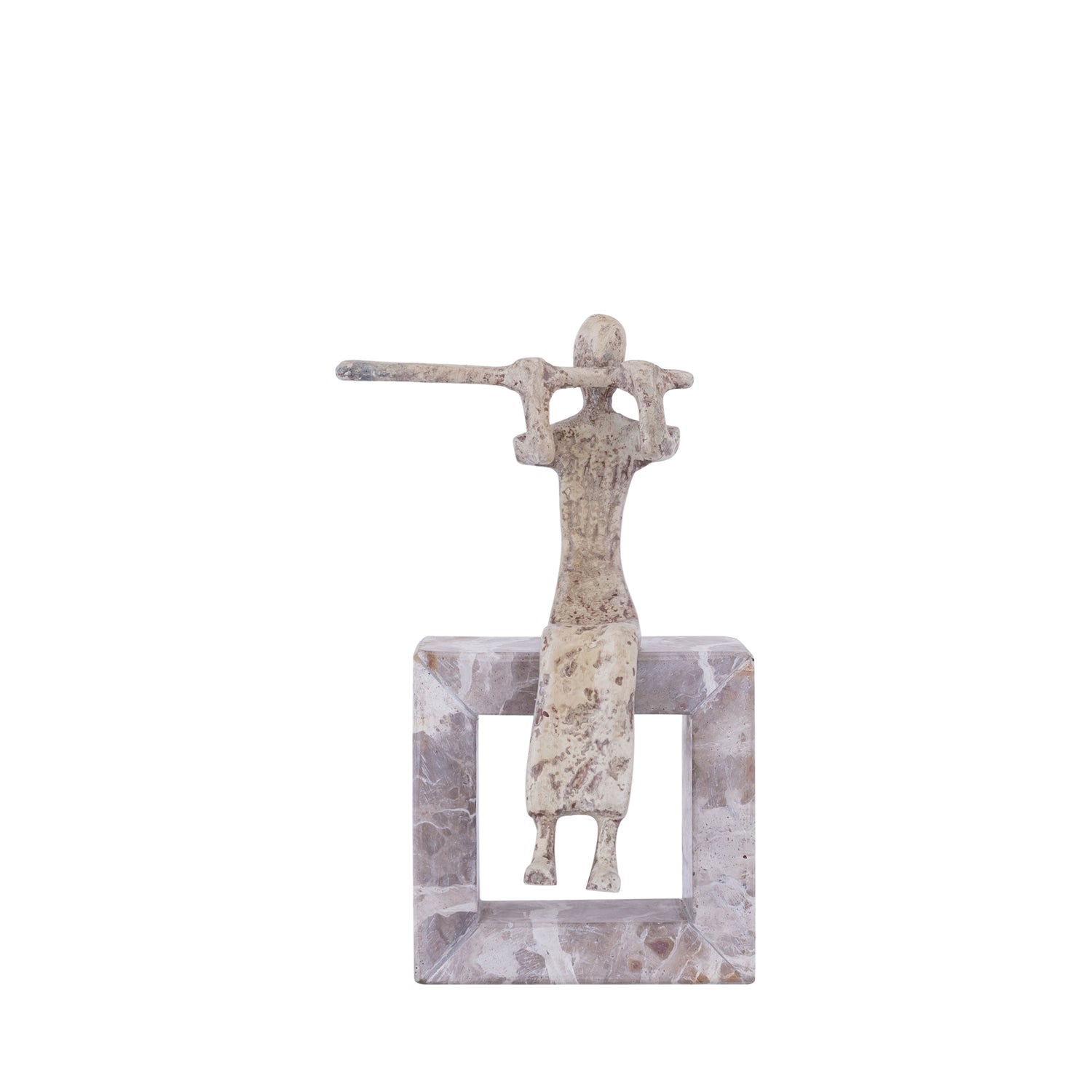 Aleria Beige Casted Alu Flute Lady On Marble Base PTMD