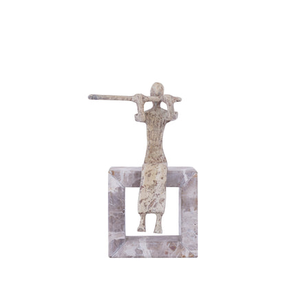 Aleria Beige Casted Alu Flute Lady On Marble Base PTMD