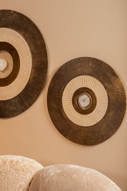 Wandpaneel Jacci Goud Aluminium Center Stone Rond Large PTMD