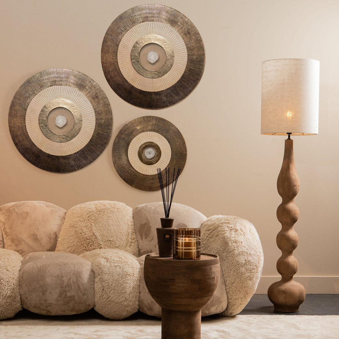 Wandpaneel Jacci Goud Aluminium Center Stone Rond Small PTMD