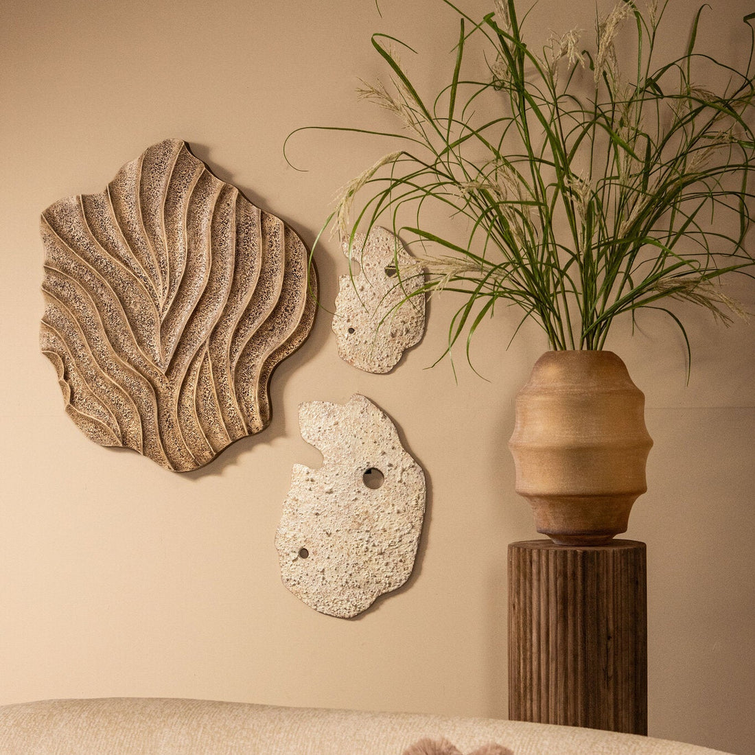 Wandpaneel Enrike Ruw Gegoten Aluminium Beige Large PTMD
