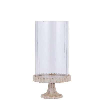 Windlicht Troye Beige Gegoten Aluminium Gesneden Glas Small PTMD