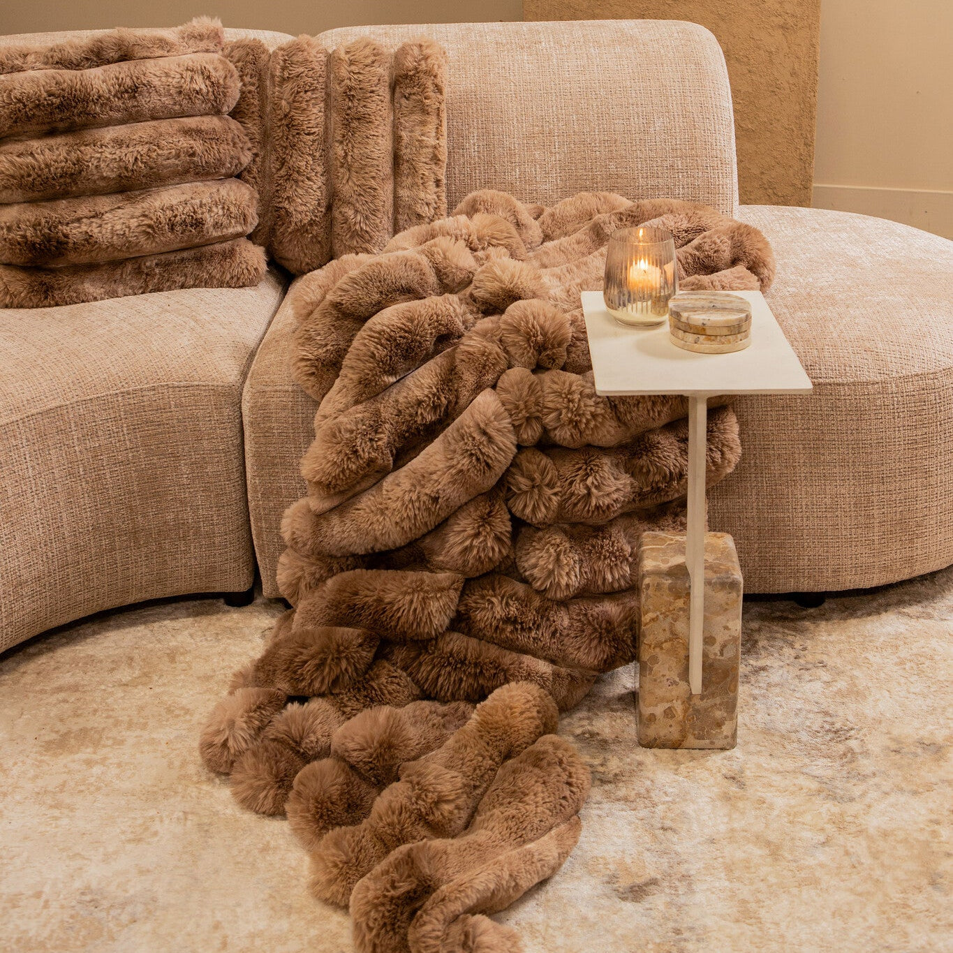 Plaid Divvo Bruin Fake Fur Thick Rib Plaid Large PTMD